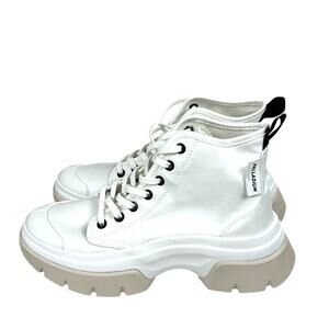 Palladium Womens 6.5 White Canvas Platform Combat Casual Sneakers NEW